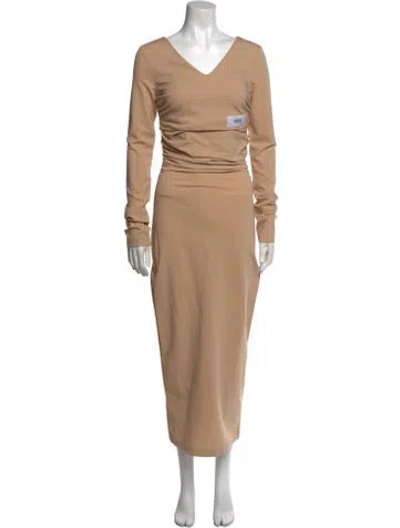 Pre-owned Dolce & Gabbana V-neck Long Dress W/ Tags In Neutral