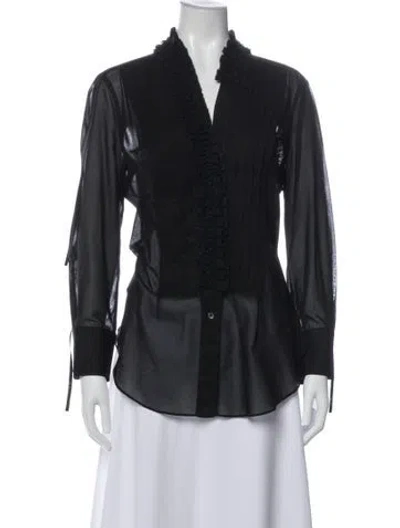 Pre-owned Dolce & Gabbana V-neck Long Sleeve Blouse In Black
