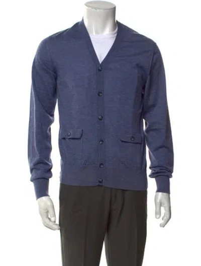 Pre-owned Dolce & Gabbana V-neck Long Sleeve Cardigan In Blue