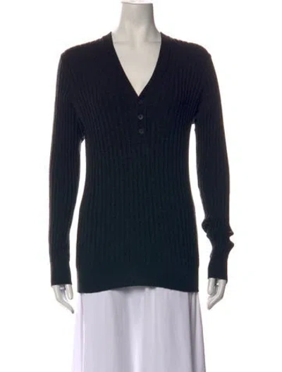 Pre-owned Dolce & Gabbana V-neck Long Sleeve Polo In Black
