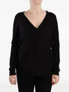 Dolce & Gabbana Wool V Neck Long Sleeve Pullover Top In Black
