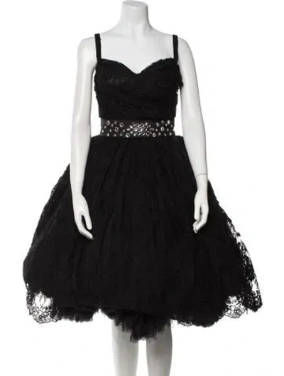 Pre-owned Dolce & Gabbana V-neck Midi Length Dress In Black