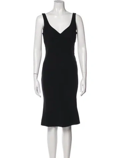 Pre-owned Dolce & Gabbana V-neck Midi Length Dress In Black
