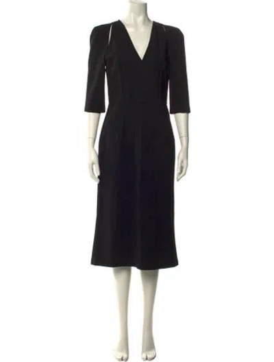 Pre-owned Dolce & Gabbana V-neck Midi Length Dress In Black