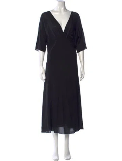 Pre-owned Dolce & Gabbana V-neck Midi Length Dress In Black