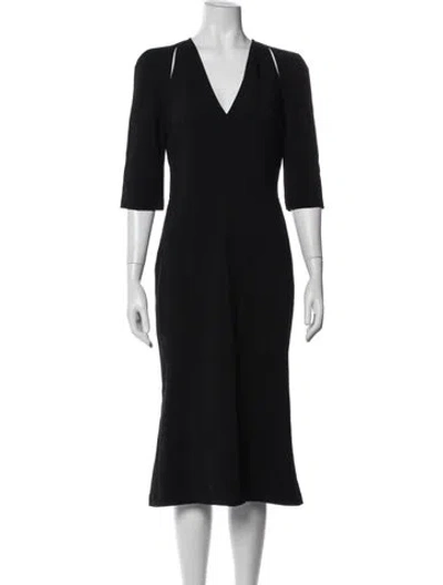 Pre-owned Dolce & Gabbana V-neck Midi Length Dress In Blue