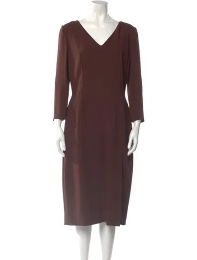 Pre-owned Dolce & Gabbana V-neck Midi Length Dress In Brown
