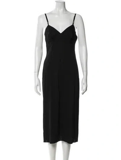 Pre-owned Dolce & Gabbana V-neck Midi Length Dress In Gray