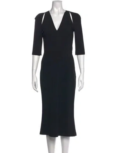 Pre-owned Dolce & Gabbana V-neck Midi Length Dress W/ Tags In Black