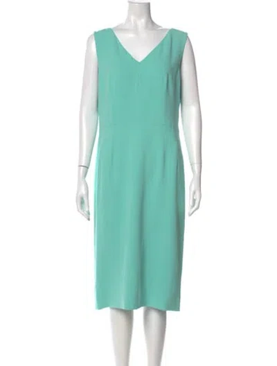 Pre-owned Dolce & Gabbana V-neck Midi Length Dress W/ Tags In Green