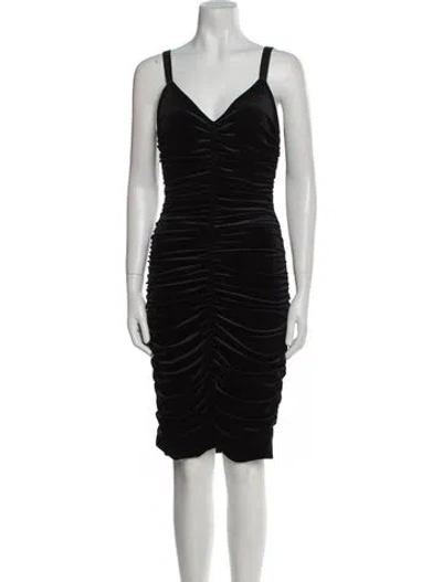 Pre-owned Dolce & Gabbana V-neck Mini Dress In Black