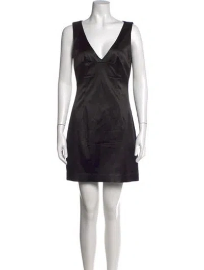 Pre-owned Dolce & Gabbana V-neck Mini Dress In Black