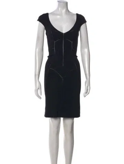 Pre-owned Dolce & Gabbana V-neck Mini Dress In Black
