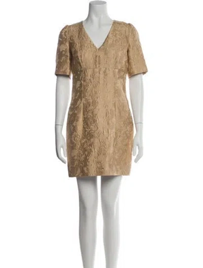 Pre-owned Dolce & Gabbana V-neck Mini Dress In Brown