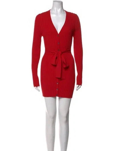 Pre-owned Dolce & Gabbana V-neck Mini Dress In Red