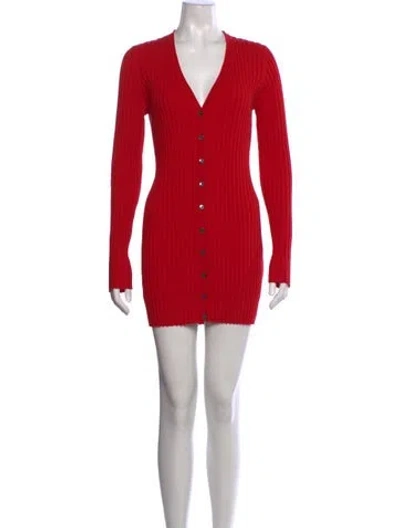 Pre-owned Dolce & Gabbana V-neck Mini Dress In Red