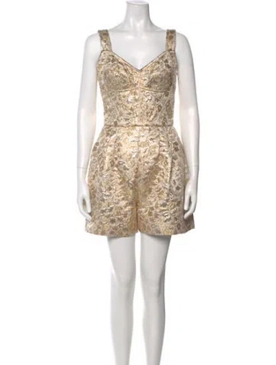 Pre-owned Dolce & Gabbana V-neck Romper In Gold