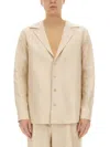 Dolce & Gabbana Long Sleeve Linen Shirt In Neutral