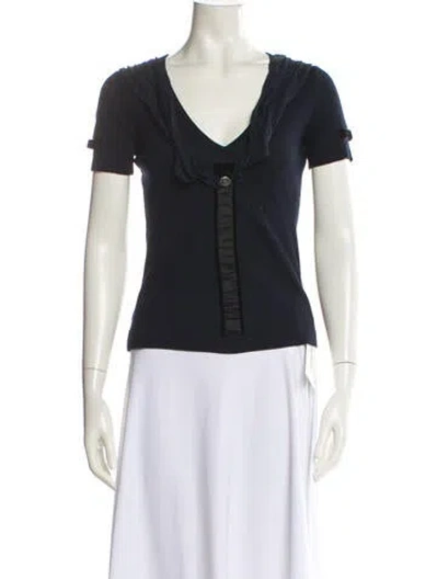 Pre-owned Dolce & Gabbana V-neck Short Sleeve Top In Black