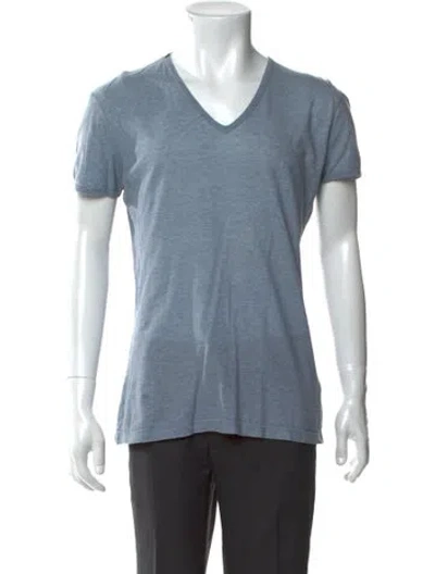 Pre-owned Dolce & Gabbana V-neck Short Sleeve T-shirt In Blue