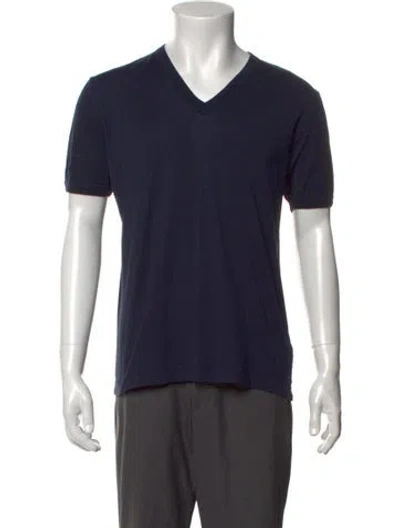 Pre-owned Dolce & Gabbana V-neck Short Sleeve T-shirt In Blue