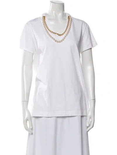 Pre-owned Dolce & Gabbana V-neck Short Sleeve T-shirt In White