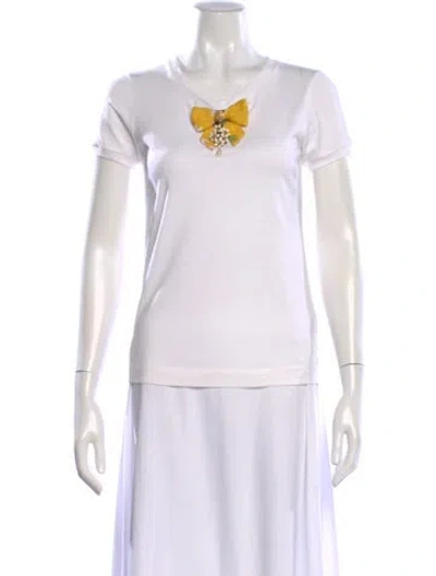 Pre-owned Dolce & Gabbana V-neck Short Sleeve T-shirt In White