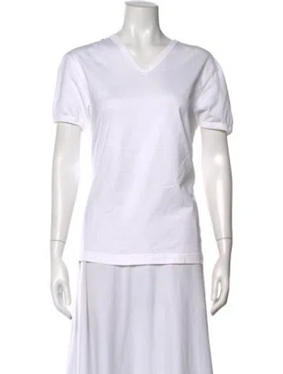 Pre-owned Dolce & Gabbana V-neck Short Sleeve T-shirt In White