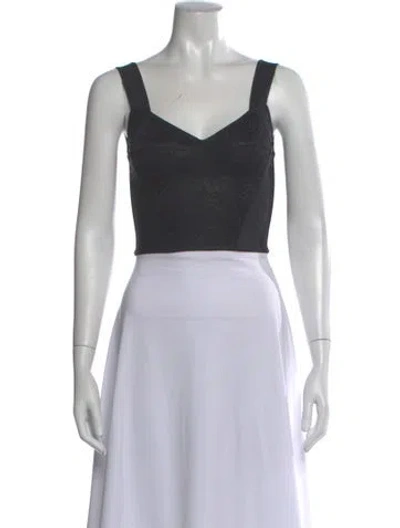 Pre-owned Dolce & Gabbana V-neck Sleeveless Crop Top In Black