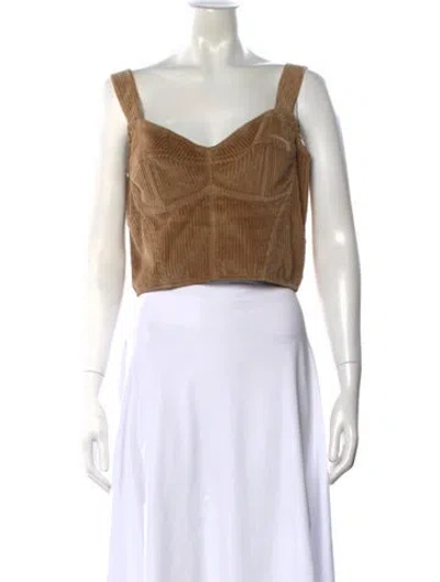 Pre-owned Dolce & Gabbana V-neck Sleeveless Crop Top In Brown