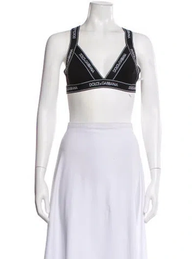 Pre-owned Dolce & Gabbana V-neck Sleeveless Sports Bra In White