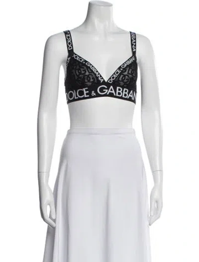 Pre-owned Dolce & Gabbana V-neck Sleeveless Sports Bra In White