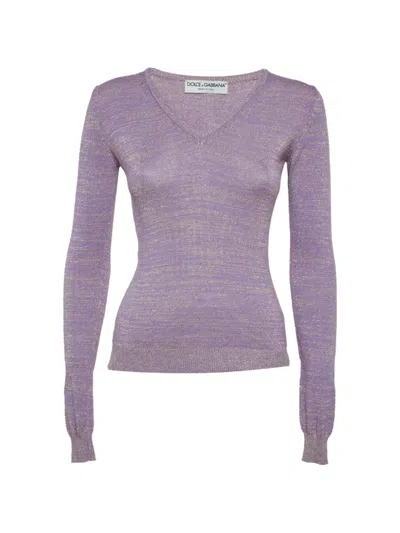 Pre-owned Dolce & Gabbana V-neck Sweater In Purple