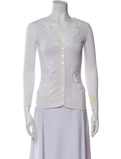Pre-owned Dolce & Gabbana V-neck Sweater In White