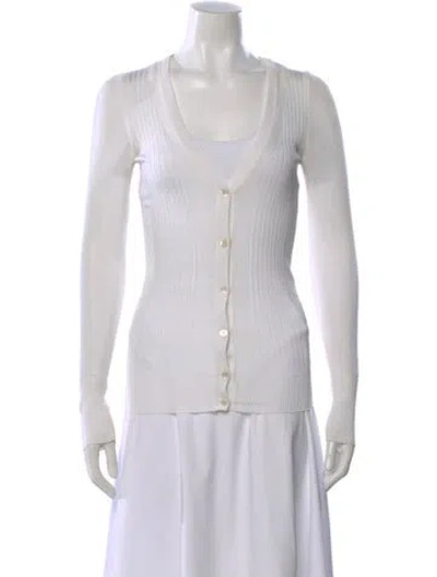 Pre-owned Dolce & Gabbana V-neck Sweater In White