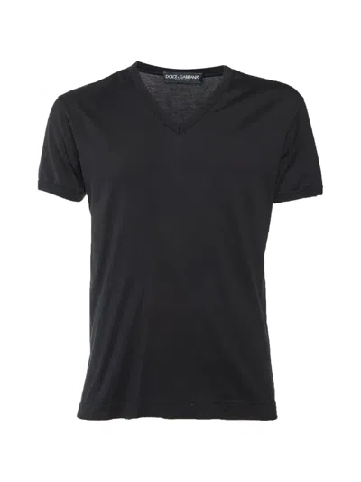 Pre-owned Dolce & Gabbana V-neck T-shirt In Black