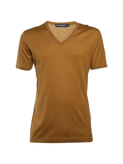Pre-owned Dolce & Gabbana V-neck T-shirt In Brown