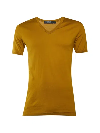 Pre-owned Dolce & Gabbana V-neck T-shirt In Yellow