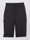 Dolce & Gabbana Black Bermuda Shorts With Pockets In Linen Man