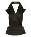 Dolce & Gabbana Black Double-breasted Vest With Rear Cut-out In Silk And Wool Woman In Black