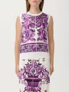 Dolce & Gabbana Silk Printed Crew Neck Vest In Purple
