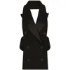 Dolce & Gabbana Open-back Virgin Wool-blend Waistcoat In Black