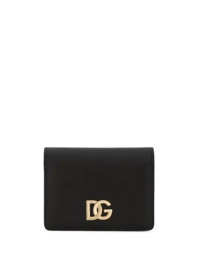 Dolce & Gabbana Black Calf Leather Bi Fold Wallet