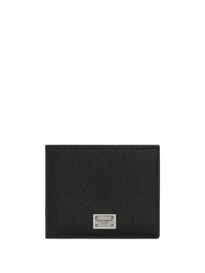 Dolce & Gabbana Bi-fold Wallet With Logo Plaque In Black
