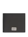 Dolce & Gabbana Leather Bifold Wallet Wallets Black In Black
