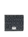 Dolce & Gabbana Coated Canvas Wallet With With All-over Logo In Black