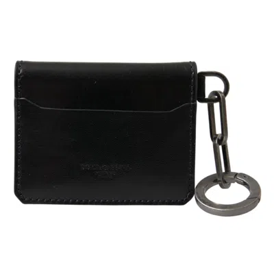 Pre-owned Dolce & Gabbana Wallet Black Leather Bifold Logo Card Holder Keyring Men 450usd