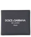 Dolce & Gabbana Black Wallet With Contrsting Print In Smooth Leather Man In Blue