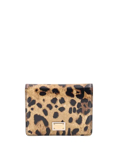 Dolce & Gabbana Printed Leather Wallet In Beige