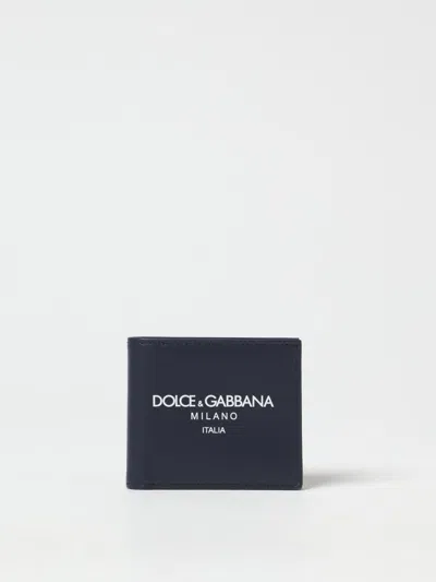 Dolce & Gabbana Dg Milano Bi-fold Wallet In Calf Leather In Navy